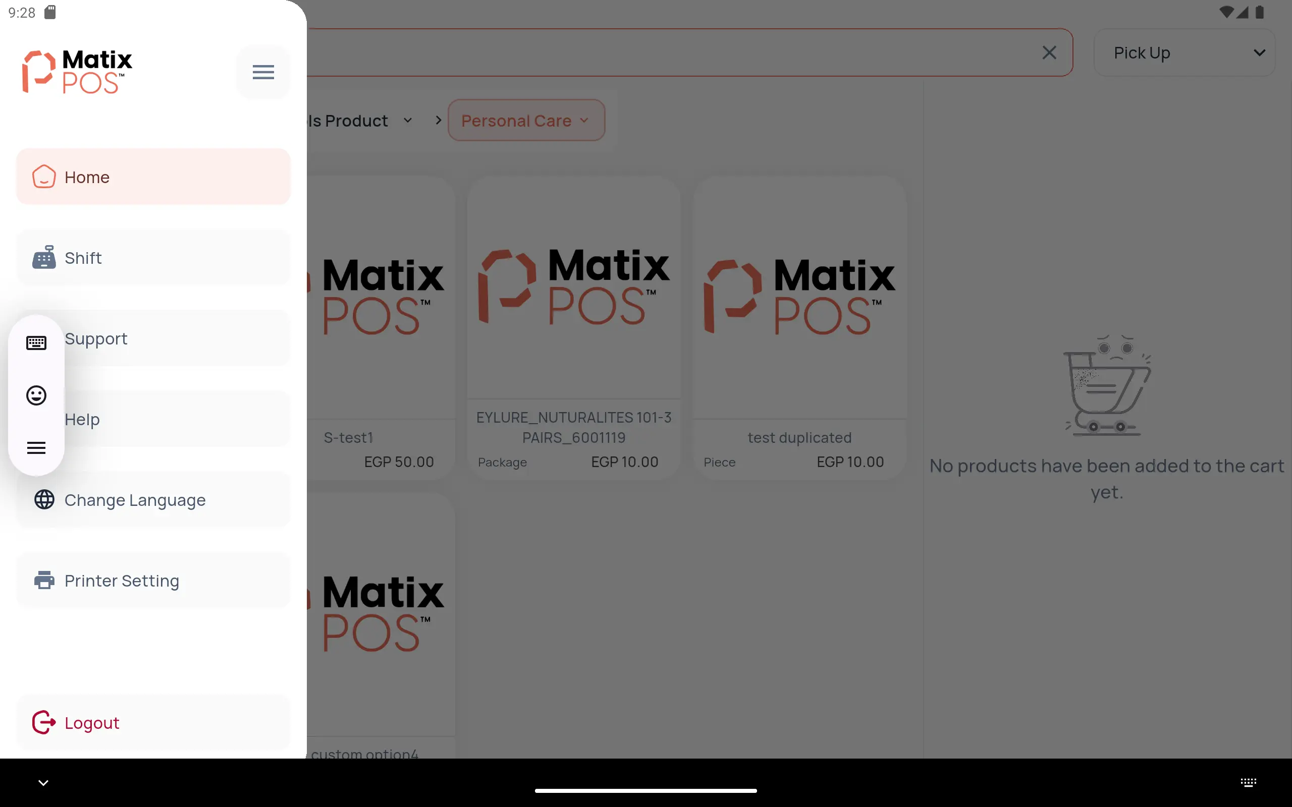 Matix POS screenshot